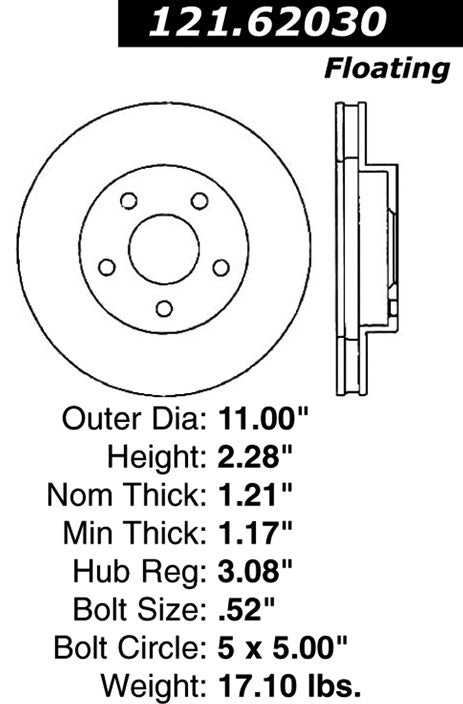 Centric Parts Disc Brake Rotor with Non-Directional Finishes 121.62030