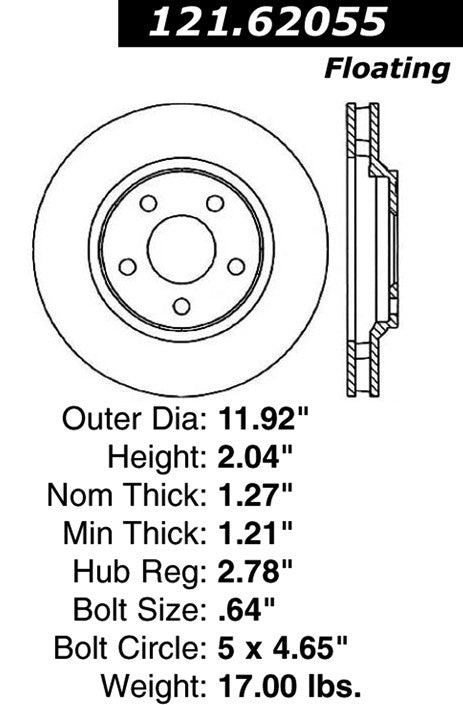 Centric Parts Disc Brake Rotor C-Tek Standard Non-Directional Finishes for 1997-2005 Buick LeSabre and Related Models
