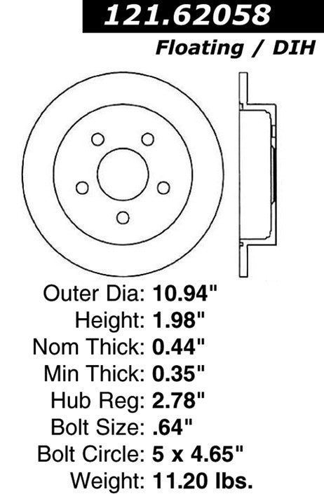 Centric Parts Disc Brake Rotor C-Tek Standard Non-Directional Finishes for 2005-2004 Buick Century, 2004-1997 Regal 121.62058