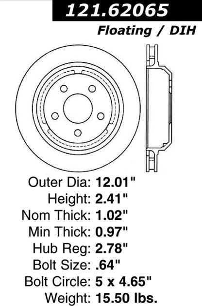 Centric Parts Disc Brake Rotor Standard with Non-Directional Finishes for 1998-2002 Chevrolet Camaro Pontiac Firebird 121.62065