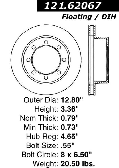 Centric Parts Disc Brake Rotor Standard with Non-Directional Finishes for 2000-2005 Cadillac DeVille 121.62067
