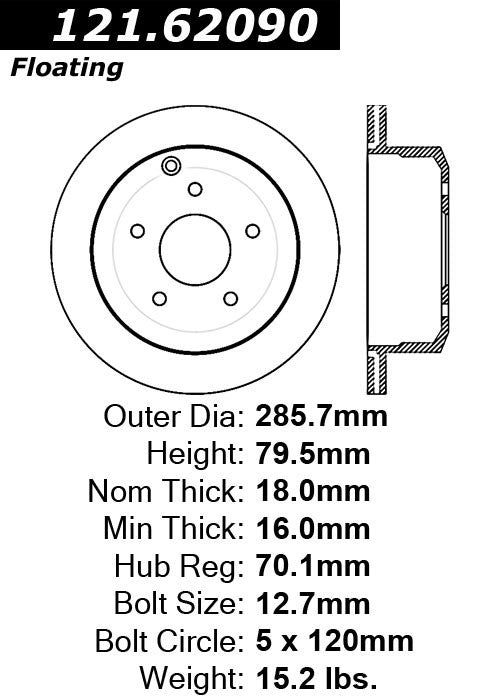 Centric Parts Disc Brake Rotor with Non-Directional Finishes 121.62090