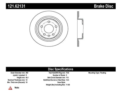 Centric Parts Disc Brake Rotor with C-Tek for 2019-2016 Buick Cascada 2017-2012 Verano 2016-2014 Cadillac ELR 2015-2014 Chevrolet Cruze 2014-2012 Orlando 2015-2011 Volt 121.62131