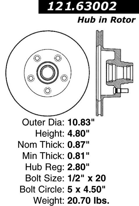 Centric Parts Disc Brake Rotor Standard with Non-Directional Finishes for 1979-1983 American Motors AMX Concord Pacer Spirit 121.63002