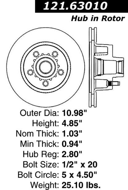 Centric Parts Disc Brake Rotor Standard with Non-Directional Finishes for 1975-1989 Chrysler Models 121.63010