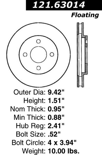 Centric Parts Disc Brake Rotor with Non-Directional Finishes for 121.63014