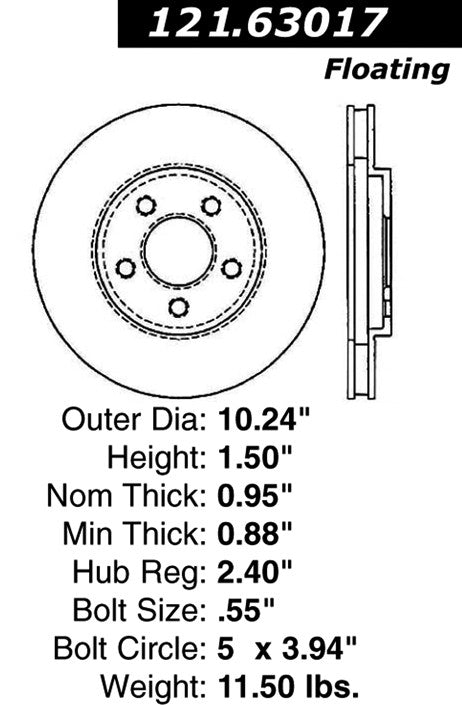 Centric Parts Disc Brake Rotor with Non-Directional Finishes