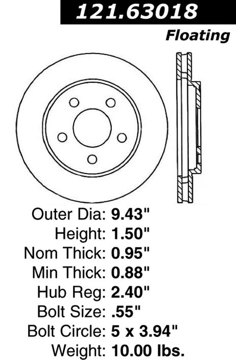 Centric Parts Disc Brake Rotor 121.63018