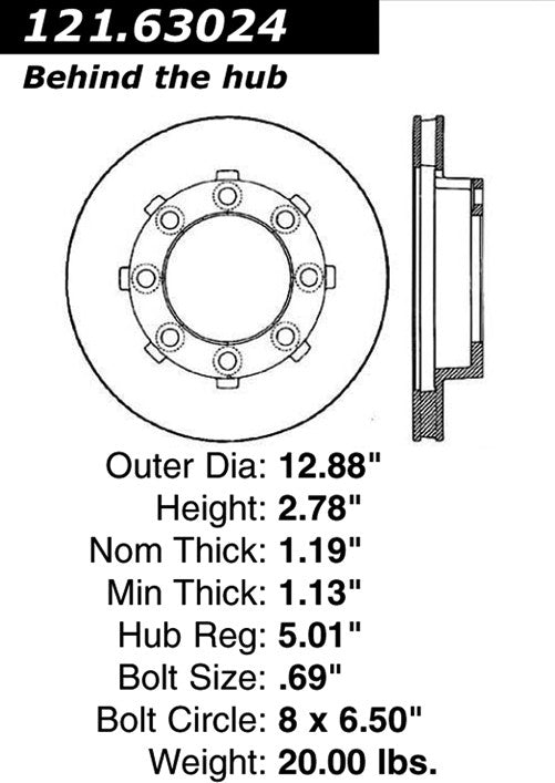 Centric Parts Disc Brake Rotor C-Tek Standard with Non-Directional Finishes for 1975-1993 Dodge W200 W250 W300 Pickup 121.63024