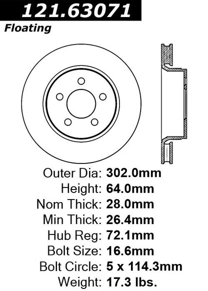 Centric Parts Disc Brake Rotor with Non-Directional Finishes 121.63071
