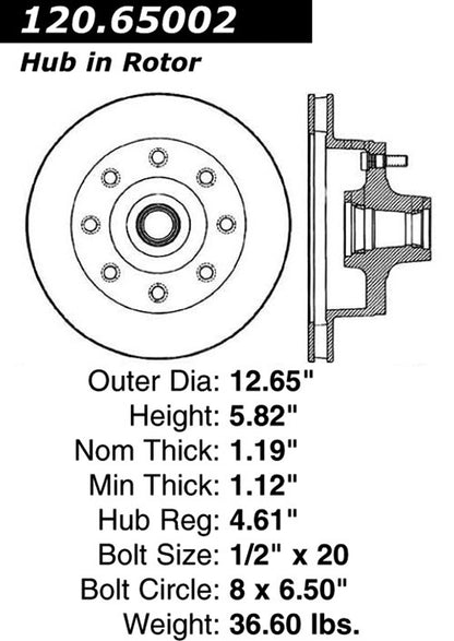 Centric Parts Disc Brake Rotor Standard with Non-Directional Finishes for 1973-1979 Ford F-250 121.65002