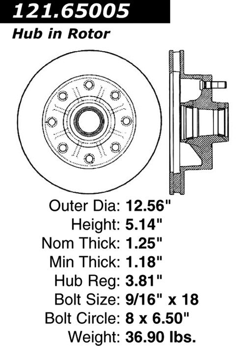 Centric Parts Disc Brake Rotor Standard with Non-Directional Finishes for 1975-1980 Ford E-350 Econoline 121.65005