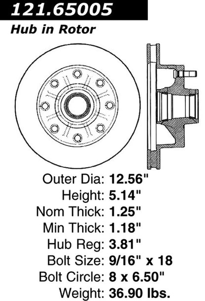 Centric Parts Disc Brake Rotor Standard with Non-Directional Finishes for 1975-1980 Ford E-350 Econoline 121.65005