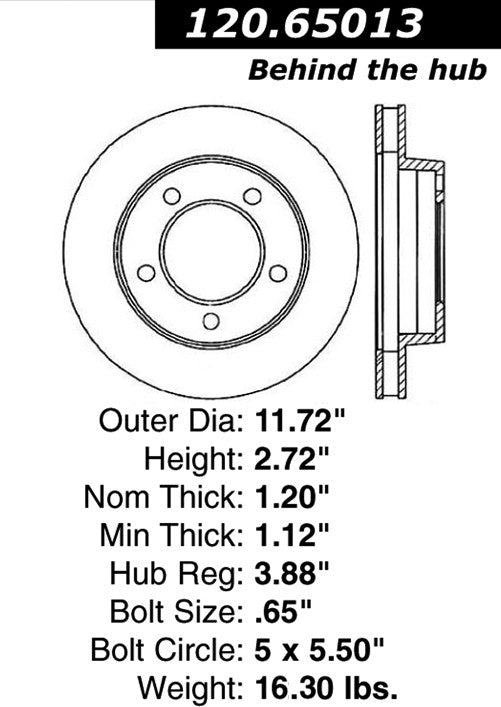 Centric Parts Disc Brake Rotor with Non-Directional Finishes 121.65013
