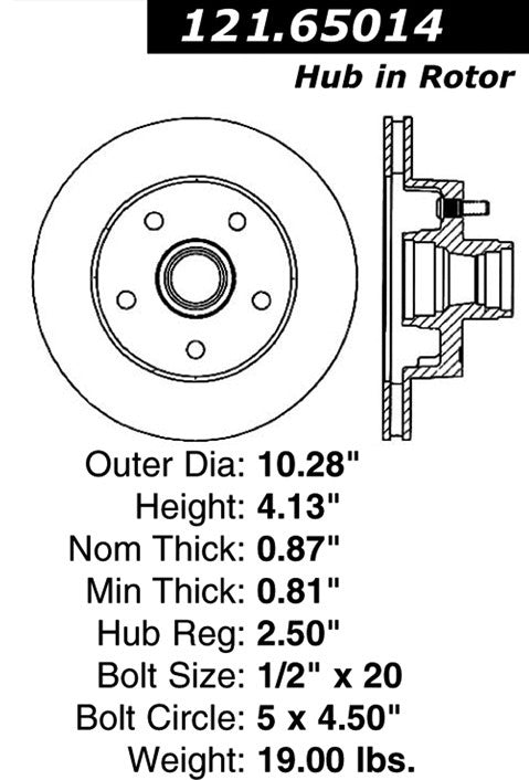 Centric Parts Disc Brake Rotor Standard with Non-Directional Finishes for 1983-1994 Ford Aerostar Ranger Mazda B2300 B3000 B4000 121.65014