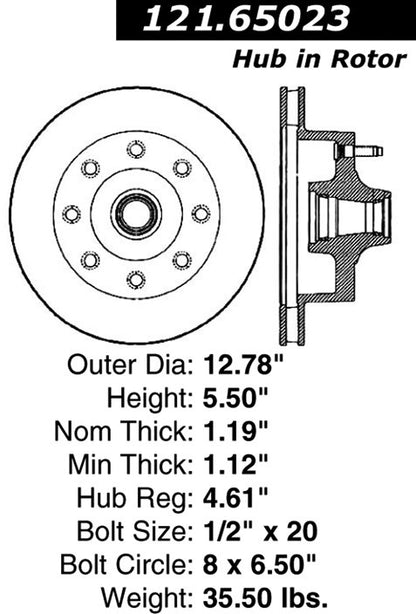 Centric Parts Disc Brake Rotor Standard with Non-Directional Finishes for 1980-1985 Ford F-250 121.65023