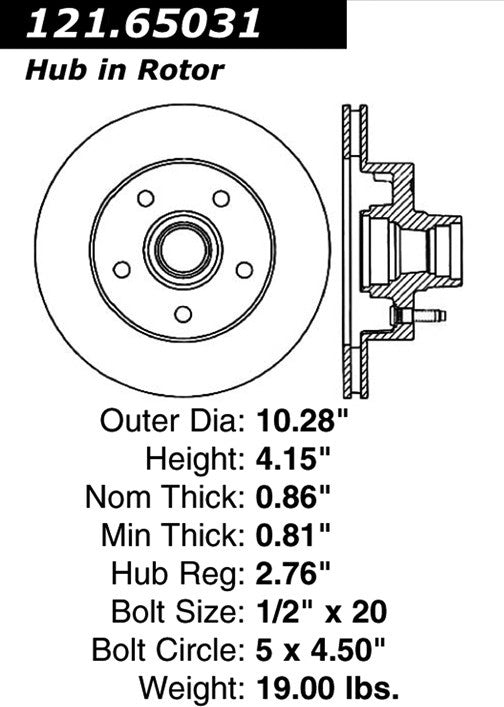 Centric Parts Disc Brake Rotor Standard with Non-Directional Finishes for 1990-1986 Ford Bronco II 1992-1991 Explorer 1992 Mazda Navajo 121.65031