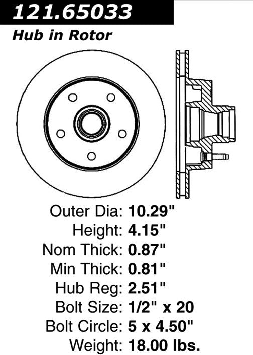 Centric Parts Disc Brake Rotor Standard with Non-Directional Finishes for 1992-1997 Ford Aerostar 121.65033