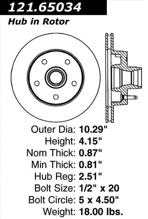 Centric Parts Disc Brake Rotor Standard with Non-Directional Finishes for 1992-1997 Ford Aerostar 121.65034