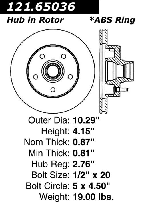 Centric Parts Disc Brake Rotor Standard with Non-Directional Finishes for 1993-1994 Ford Explorer Mazda Navajo 121.65036