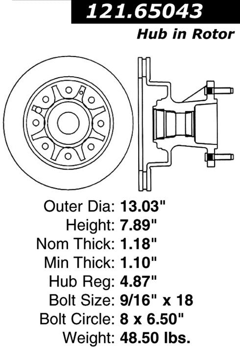 Centric Parts Disc Brake Rotor Standard with Non-Directional Finishes for 1995-2008 Ford E-350 Econoline 121.65043