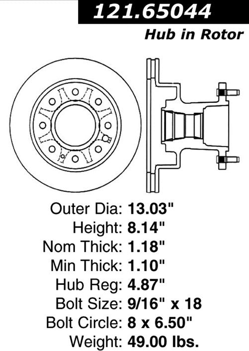 Centric Parts Disc Brake Rotor Standard with Non-Directional Finishes for 1995-1997 Ford F-350 121.65044