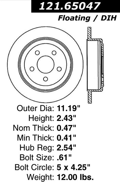 Centric Parts Disc Brake Rotor Standard with Non-Directional Finishes for 1995-2003 Ford Windstar 121.65047