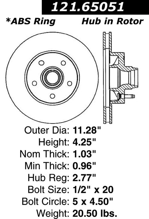 Centric Parts Disc Brake Rotor Standard Non-Directional Finishes for Ford Explorer 1995-2001, Ranger 1998-2011, Mazda B2300 2001-2002