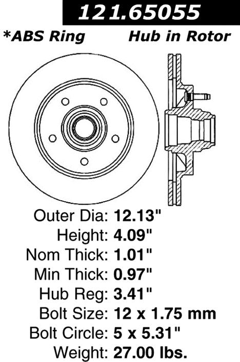 Centric Parts Disc Brake Rotor Standard with Non-Directional Finishes for 1997-1999 Ford F-150 121.65055