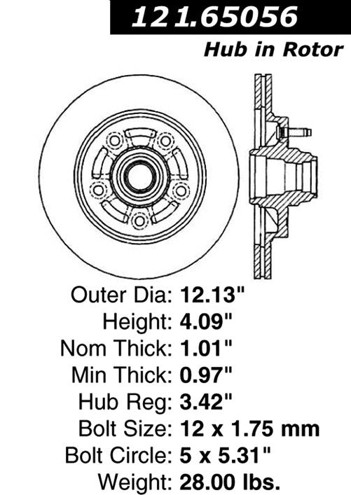 Centric Parts Disc Brake Rotor Standard with Non-Directional Finishes for 1997-1999 Ford F-150 121.65056