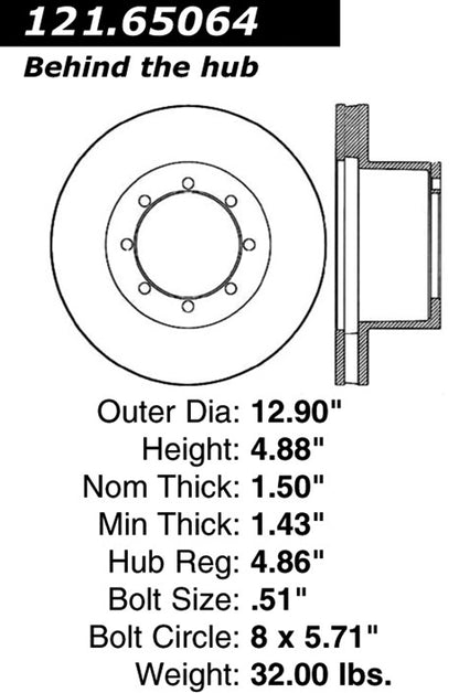 Centric Parts Disc Brake Rotor Non-Directional Finishes 121.65064