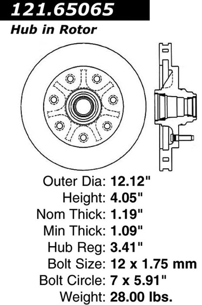 Centric Parts Disc Brake Rotor Standard with Non-Directional Finishes for 2000-2001 Ford F-150, 1997-1999 Ford F-250, 1997 Ford F-250 HD 121.65065