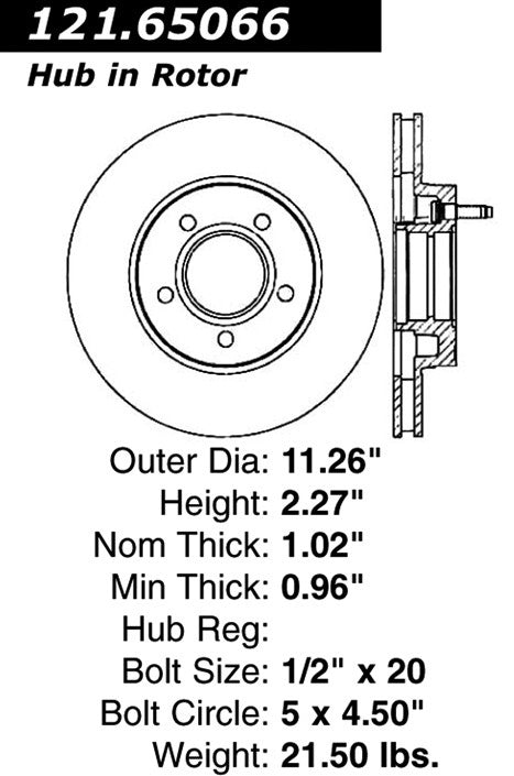 Centric Parts Disc Brake Rotor and Hub Assembly Standard Brake Rotor with Non-Directional Finishes for 1995-1997 Ford Ranger 121.65066