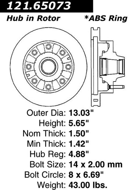 Centric Parts Disc Brake Rotor Standard with Non-Directional Finishes for 2000-2002 Ford Excursion, 1999-2002 F-250 Super Duty, 1999-2002 F-350 Super Duty 121.65073