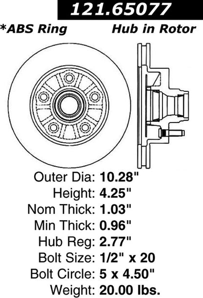 Centric Parts Disc Brake Rotor Standard Non-Directional Finishes for 2002-1998 Ford Ranger, 2010-2003 Mazda B2300, 2004-2007 B3000, 2000-1998 B4000 121.65077