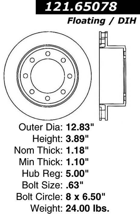 Centric Parts Disc Brake Rotor with Non-Directional Finishes for 121.65078