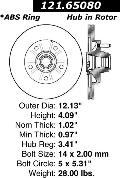 Centric Parts Disc Brake Rotor Standard with Non-Directional Finishes for 2000-2010 Ford F-150 Heritage Lobo Lincoln Blackwood 121.65080