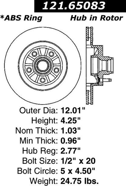 Centric Parts Disc Brake Rotor Standard with Non-Directional Finishes for 2001-2005 Ford Explorer Sport Trac 121.65083