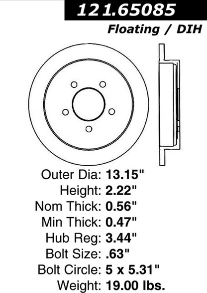 Centric Parts Disc Brake Rotor with Non-Directional Finishes for 121.65085