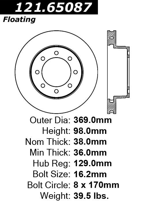 Centric Parts Disc Brake Rotor with Non-Directional Finishes