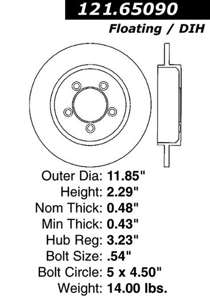 Centric Parts Disc Brake Rotor with Non-Directional Finishes 121.65090
