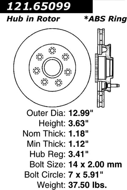 Centric Parts Disc Brake Rotor Standard with Non-Directional Finishes for 2004-2008 Ford F-150 Lincoln Mark LT 121.65099