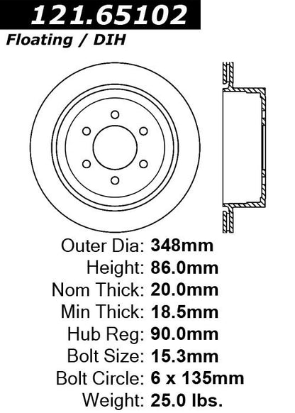 Centric Parts Disc Brake Rotor with Non-Directional Finishes for 121.65102