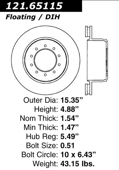 Centric Parts Disc Brake Rotor 121.65115