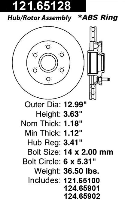 Centric Parts Disc Brake Rotor Standard with Non-Directional Finishes for 2004-2008 Ford F-150 Lincoln Mark LT 121.65128