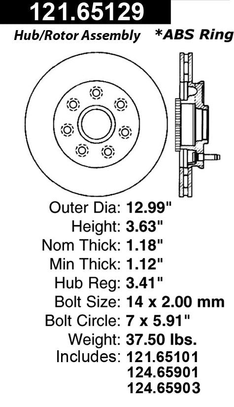 Centric Parts Disc Brake Rotor Standard with Non-Directional Finishes for 2004-2008 Ford F-150 Lincoln Mark LT 121.65129