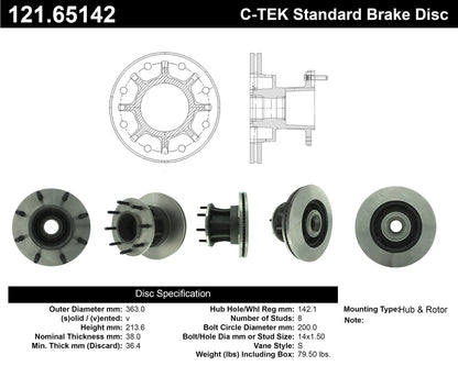 Centric Parts Disc Brake Rotor Standard with Non-Directional Finishes for 2012-2020 Ford F-350 Super Duty 121.65142