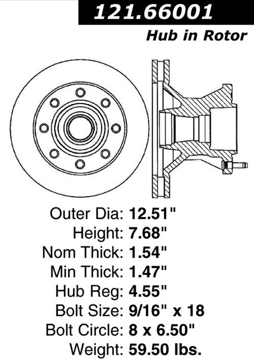 Centric Parts Disc Brake Rotor and Hub Assembly Standard with Non-Directional Finishes for 1974-1996 Chevrolet C30 G30 P30 R30 R3500 GMC C35 G35 G3500 121.66001