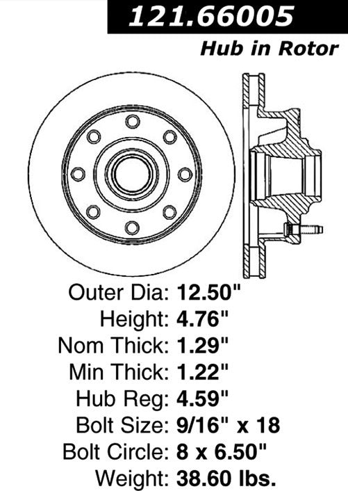 Centric Parts Disc Brake Rotor Standard Non-Directional Finishes for 1971-1986 Chevrolet C20/C30/P20/P30/R20 Suburban Pickup Van 121.66005