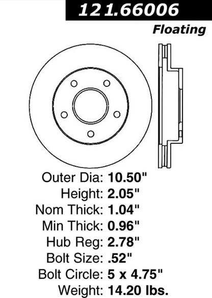 Centric Parts Disc Brake Rotor Standard Non-Directional Finishes for 1979-1985 Buick Riviera Cadillac Eldorado Seville 121.66006